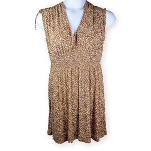 Old Navy Brown White Floral Sleeveless Tie-Shoulder Mini Dress L